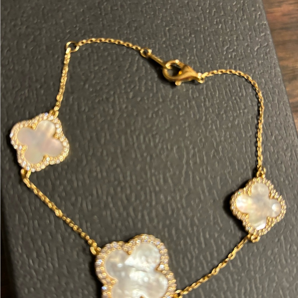 Sterling Silver Pearl colored Gold plated Bracelet